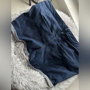 Dark Blue Denim Shorts with Gray Trim